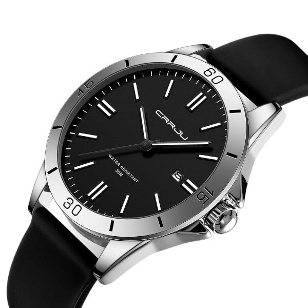 Crrju New 5025 Men's & Ladies' Waterproof Watch (black)